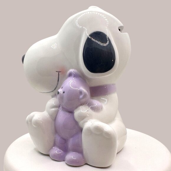 Snoopy & Woodstock Ceramic Coin Bank with Teddy Bear Peanuts Collectible - Picture 4 of 9
